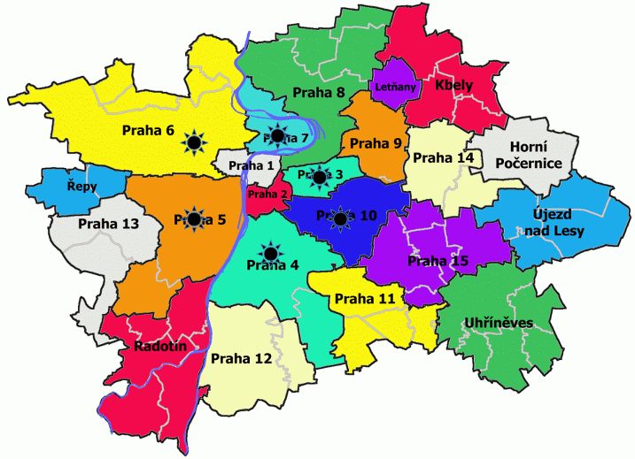 Na této mapě jsem označil lokality vhodné pro investici do bytu, ne vždycky jde o celou čtvrť.