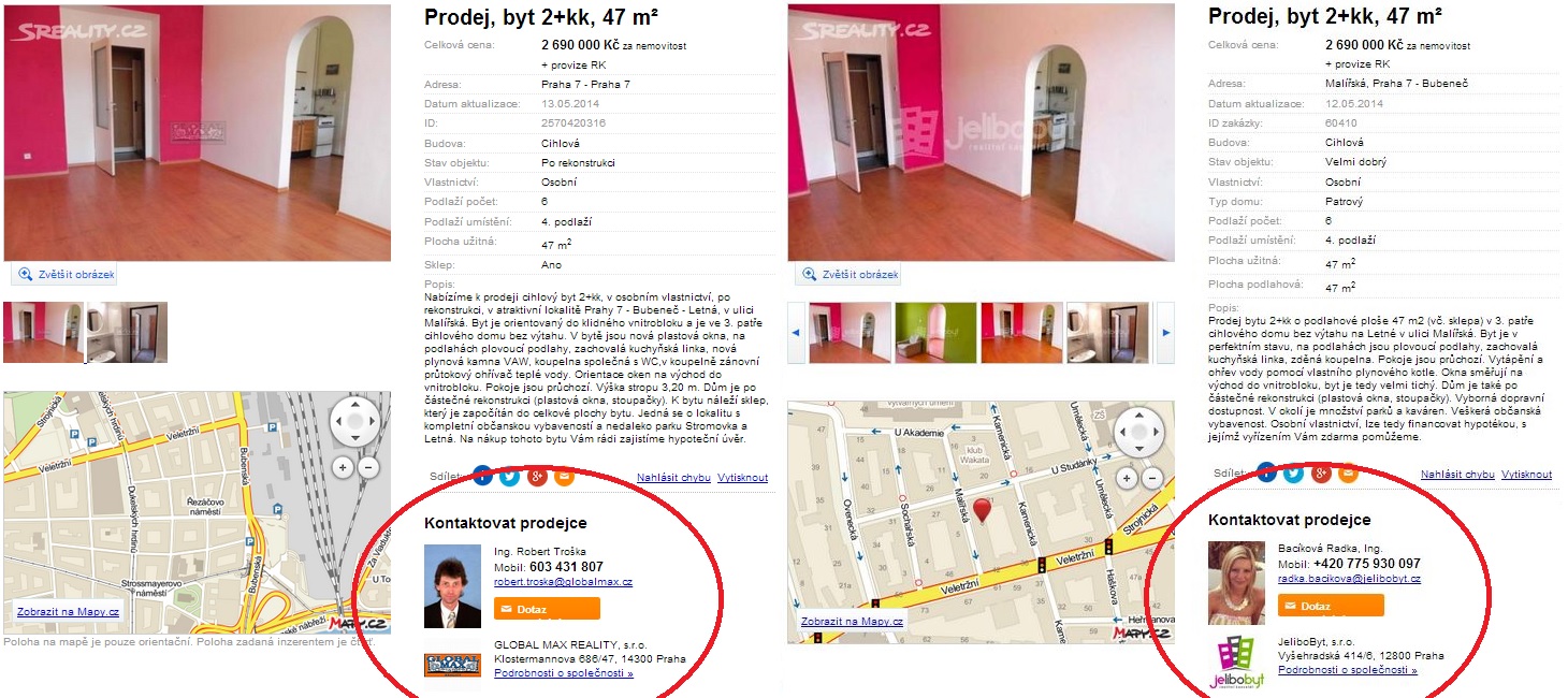 Stejný byt na Praze 7 nabízejí dva realitní makléři z různých kanceláří. Kdo z nich má smlouvu s prodávajícím?